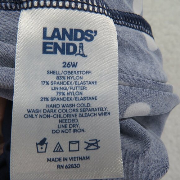 Lands End Swim Top Size 26W Tankini Navy Blue White Polka Dot Adjustable Straps - Picture 6 of 6